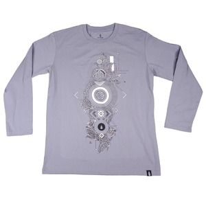 Threyda Shirt Mens Large Gray Pullover Lightweight Geometric Logo Mandala 2725‎
